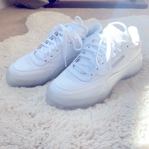 Reebok white platform shoes